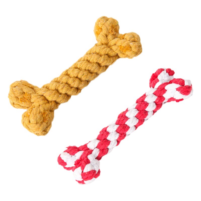 Juguete para mascotas cuerda de algodón hueso tejido a mano simulación resistente a mordeduras hueso de perro multicolor opcional suministros para mascotas al por mayor