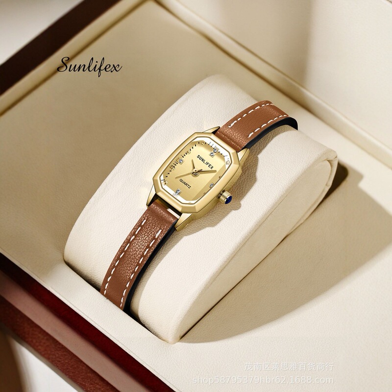 Sunlifex Women's Watch Casual Work Clothing Versatile Compact Middle-Aged Simple Square Belt Quartz Watch