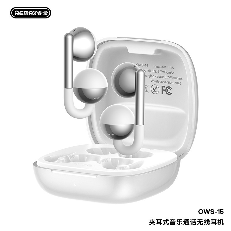 Remax新款耳夹式蓝牙耳机ENC降噪蓝牙耳机ows无线通话音乐耳机6.0|undefined