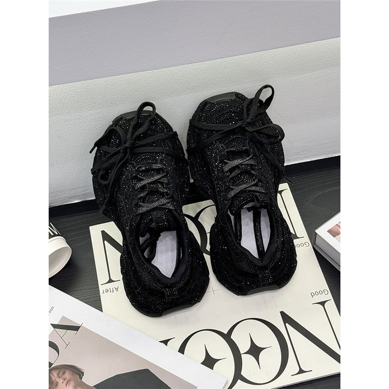 Fashionable Rhinestone Starry Dad Sneakers for Women, 2026 Autumn New Thick-Soled Versatile Breathable Trendy Sports Casual Shoes