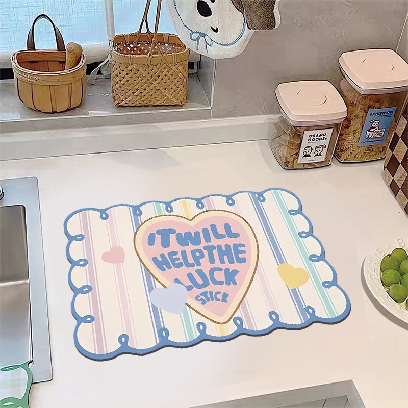 Dopamine Fun Cartoon Kitchen Drain Mat Diatom Mud Absorbent Quick-drying Anti-scalding Table Mat Anti-slip Dirt-resistant Easy-to-take-care