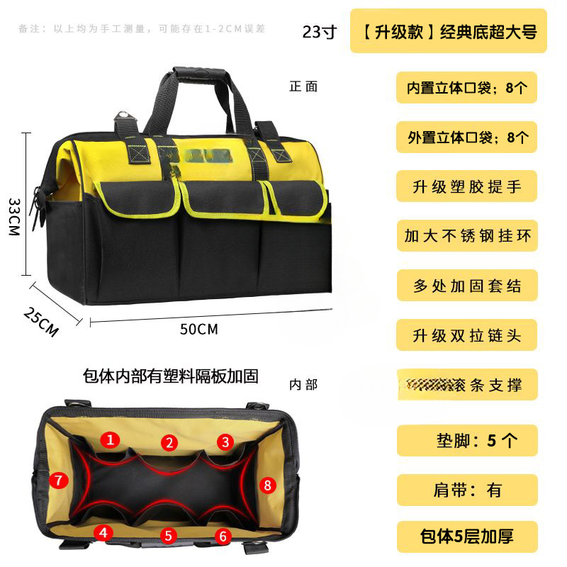 Kit de herramientas eléctricas multifuncional de reparación lona grande fuerte y duradero bolsa de herramientas de lona portátil