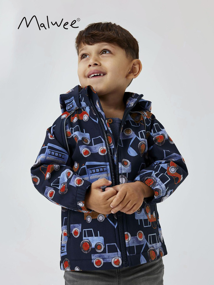 Malwee transfronterizo chaqueta de viento para niños otoño y invierno nuevo estilo europeo y americano con capuz para niños pequeños y medianos, chaqueta de cremallera guapo para niños