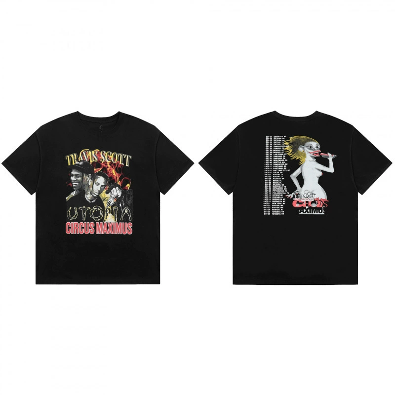 Travis Scott Cactus Jack Модная физиономия Роза стела рисунок повседневная футболка с коротким рукавом