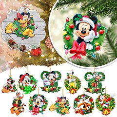 2025跨境圣诞节圣诞树挂牌亚克力平面米老鼠圣诞挂饰圣诞节装饰品