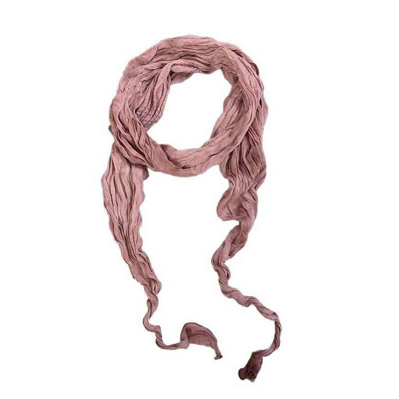 Bufanda de seda para mujer, lujo ligero, sentido de alta gama, arte japonés, color sólido, bufanda de seda plisada, bufanda de todo fósforo, bufanda de cuello