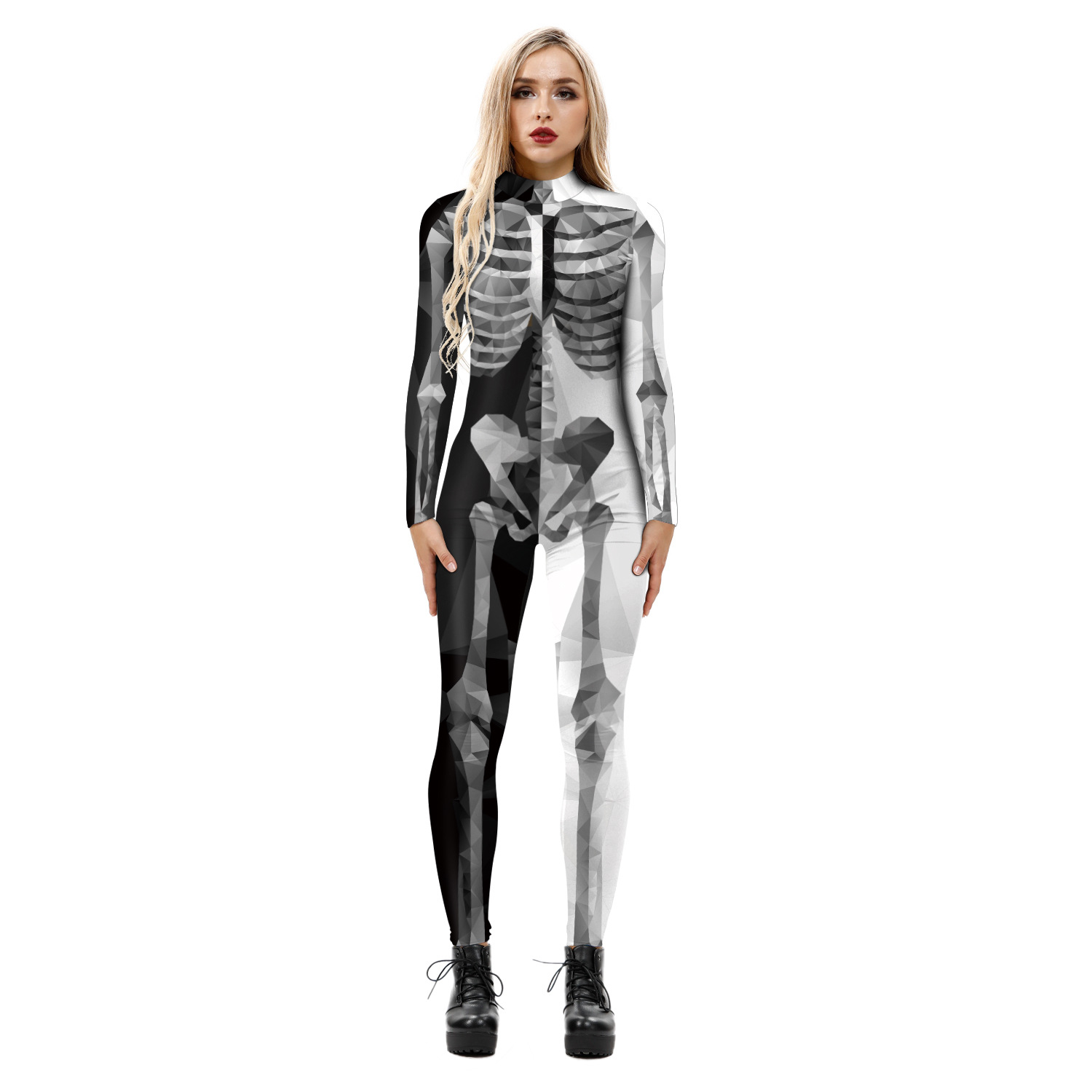 Women s Halloween Skeleton Digital Print Leotard jumpsuit nihaostyles wholesale halloween costumes NSMID78946