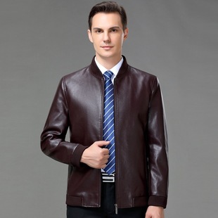 Демисезонная куртка для отдыха, из натуральной кожи, для мужчины среднего возраста