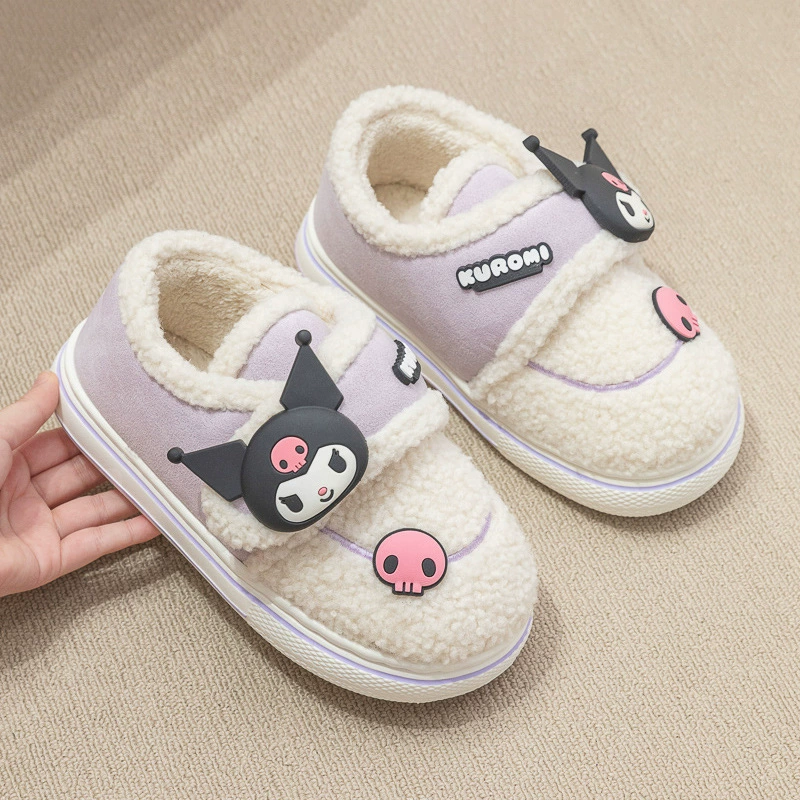 Зимний новый Sanrio Детские хлопчатобумажные тапочки для домашнего интерьера Теплые нескользящие сумки и хлопчатобумажные туфли для родителей и детей оптом