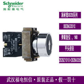 Schneider原装XB2BA3351C带功能符号平头复位金属按钮开关黑色1NO