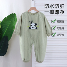 宝宝爬爬服连体罩衣灯芯绒秋冬爬行服婴儿一体护衣儿童全身防脏