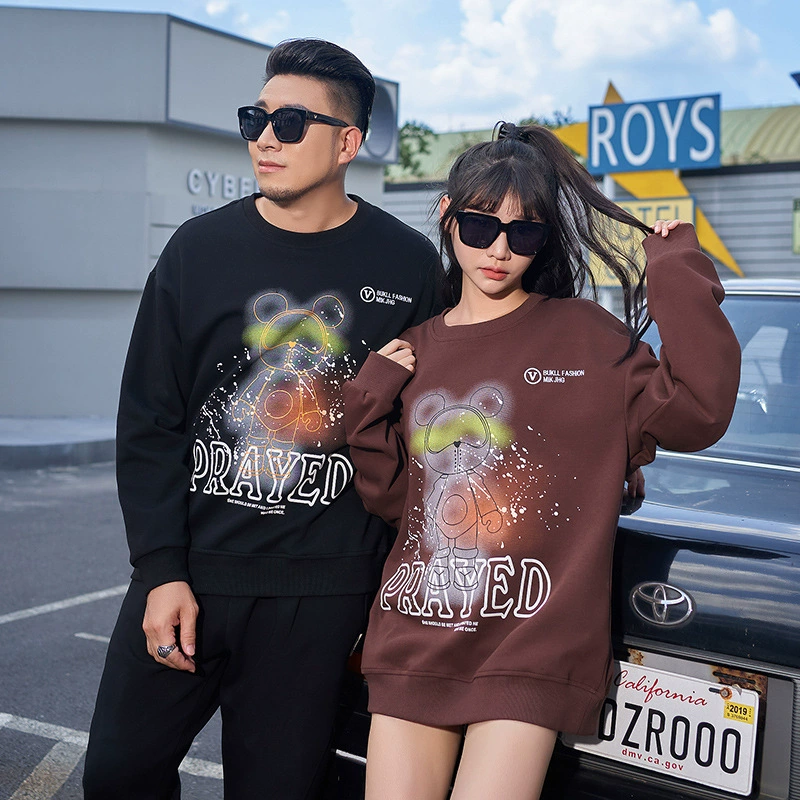 W7042 | Мужской свитер больших размеров с круглым вырезом и модным мультяшным принтом, осенний, очень большой размер, парный свитшот