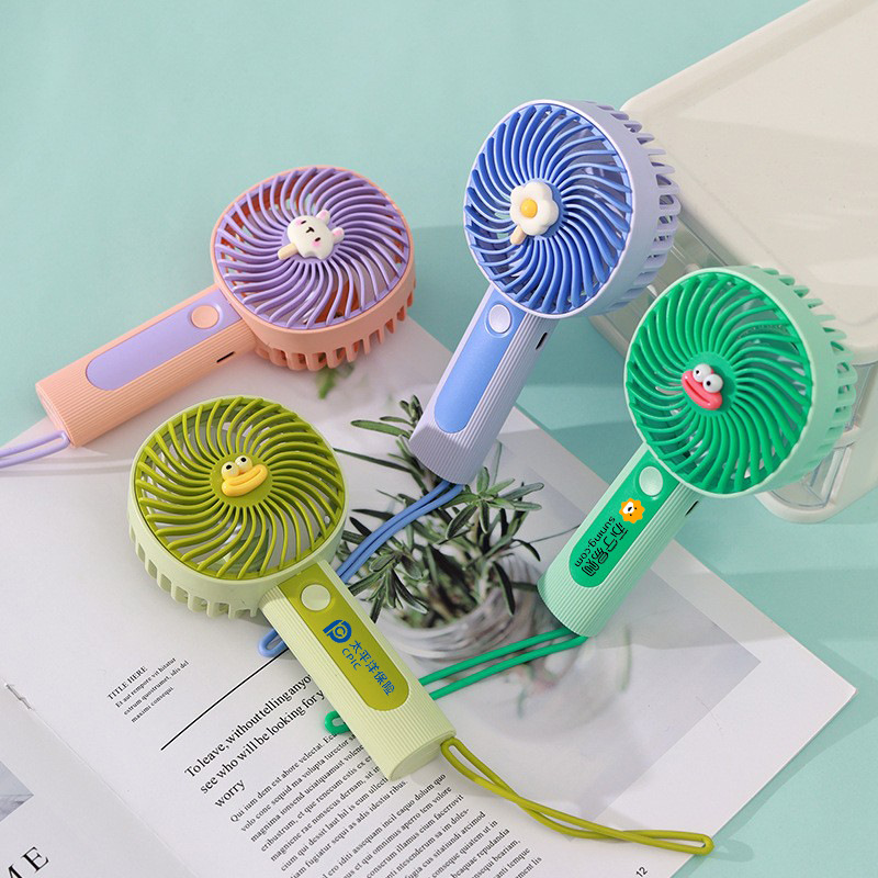 Summer Doll Cartoon Handheld Mini Fan Student Portable Charging USB Small Fan Dormitory Desktop Fan