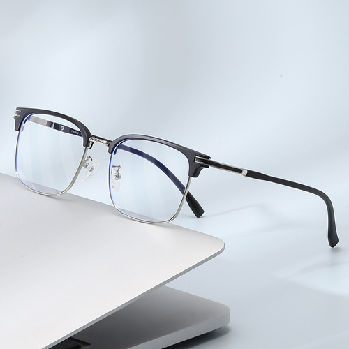 New 2219 personalized eyebrow frame half-frame glasses, simple retro square frame glasses, fashionable anti-blue light glasses frame