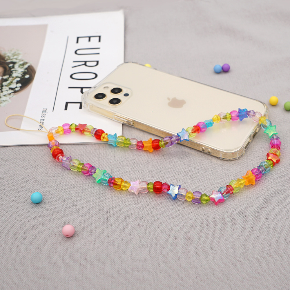 ethnic simple candy color beaded mobile phone lanyardpicture4