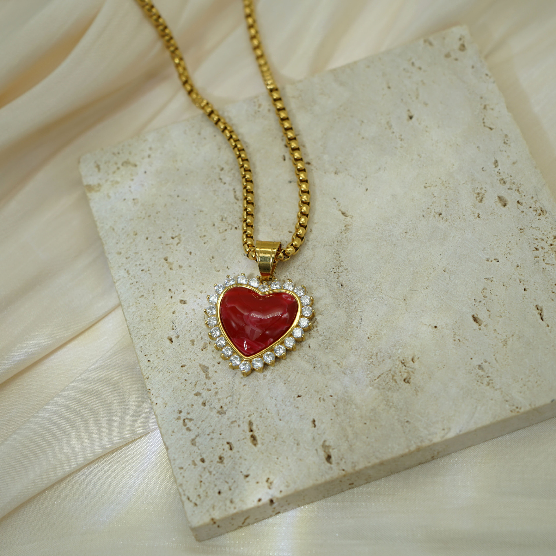 DIY Jewelry Accessories Classification 1 Piece Quantity 1 Piece 32*25mm 316 Stainless Steel Zircon Heart Shape Pendant