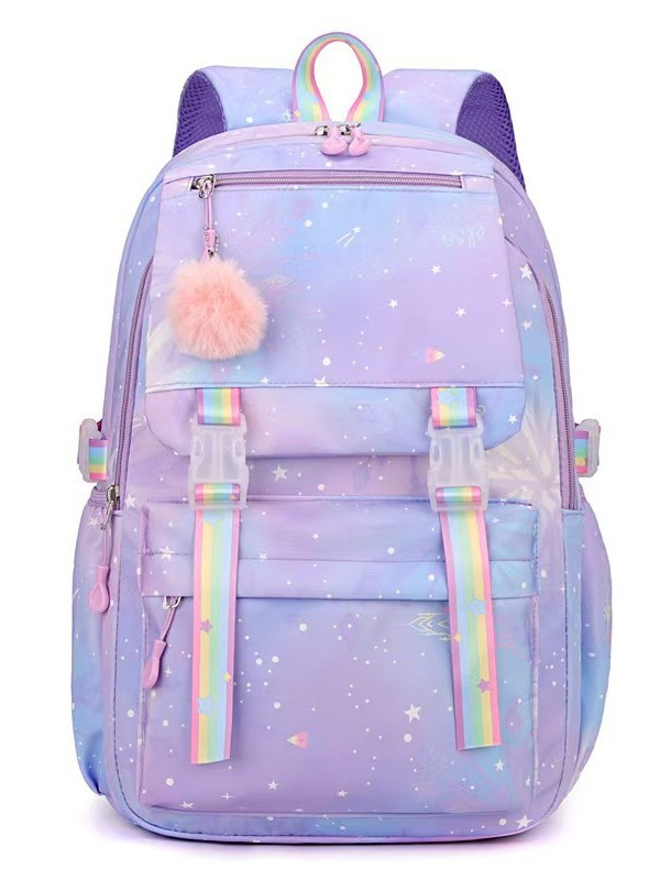 Nueva mochila escolar para estudiantes, mochila de gran capacidad para estudiantes de primaria y secundaria, impresión de dibujos animados, mochila ligera de ocio arcoíris