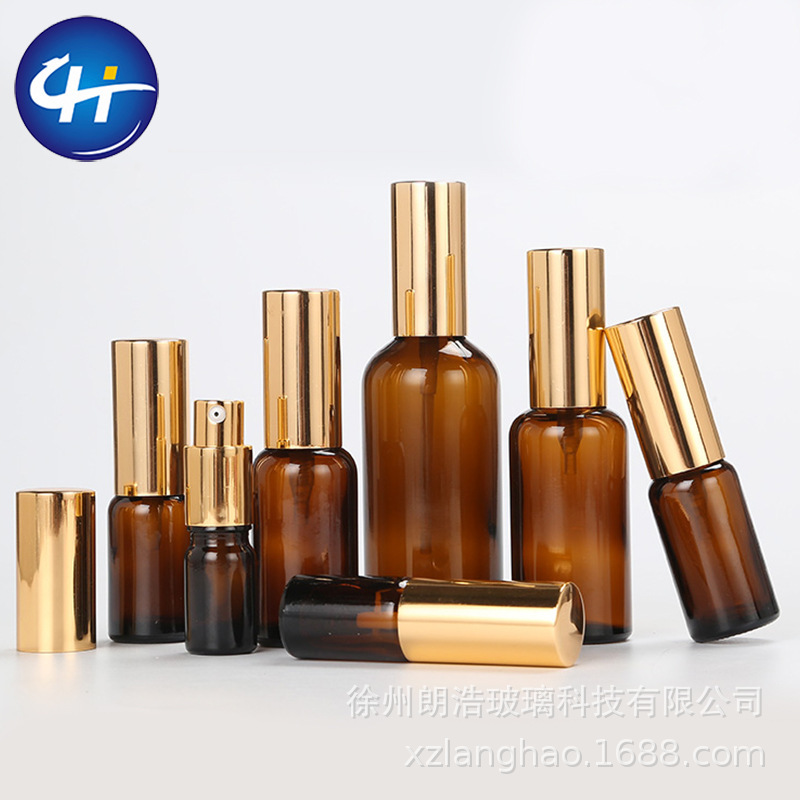 30ml 50ml 100mlガラススプレーボトルローションボトルプレススプレー分注ボトル茶色避光化粧品ボトル|undefined