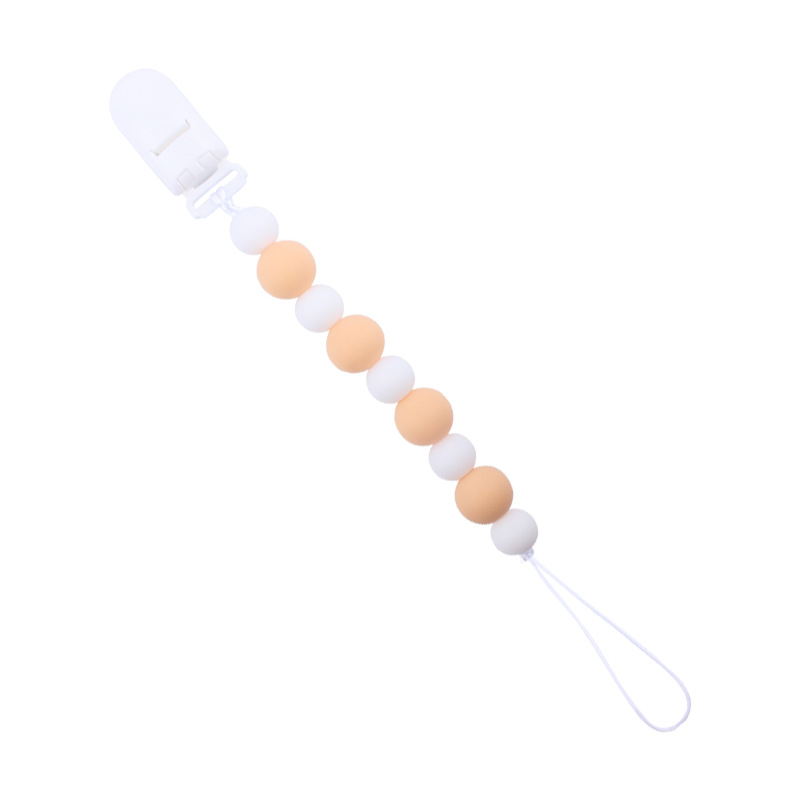 Nuevo bebé suministros de silicona chupete cadena calmante tamaño bebé cuentas mordedura pegamento molar anti-gota cadena AliExpress