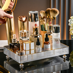 Light luxury crystal desktop cosmetics storage box miscellaneous snack storage basket kitchen organizer bedroom storage box