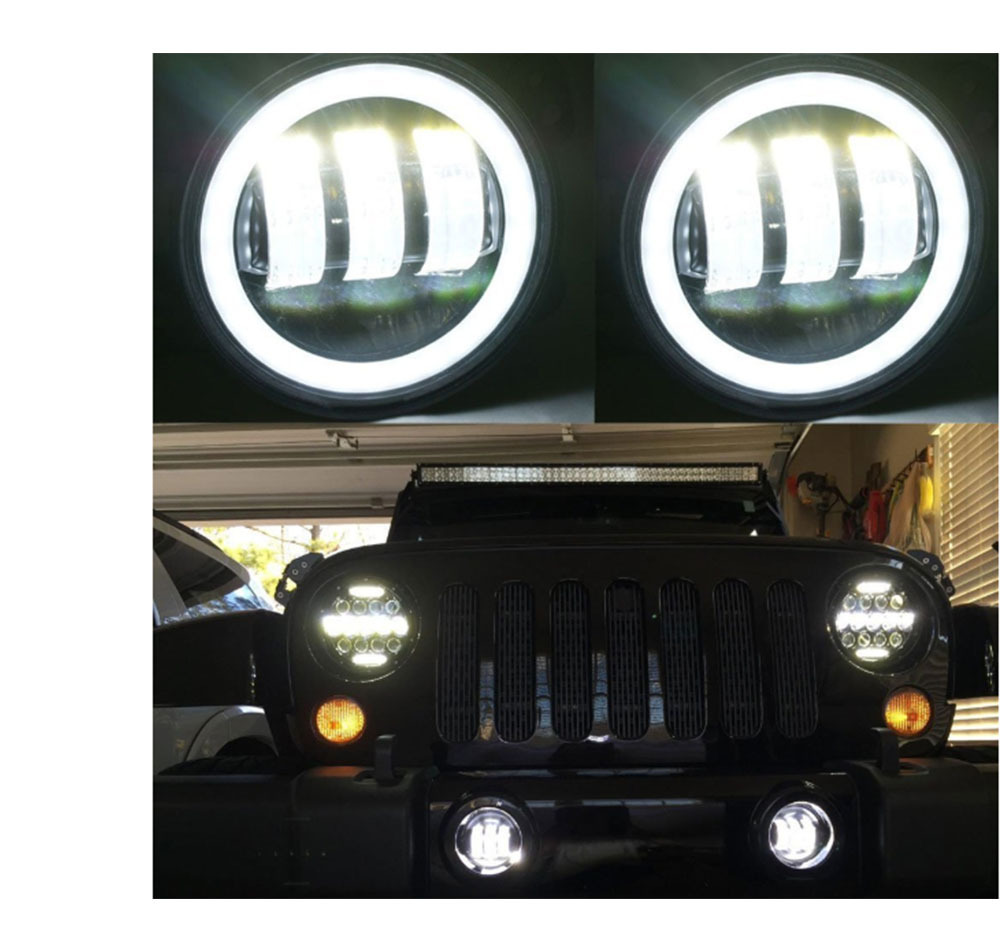 Cross-Border Applicable Jeep Wrangler Dodge 4-Inch 30W Led Fog Light Guide Jk Tj Front Bumper Light Car Fog Light