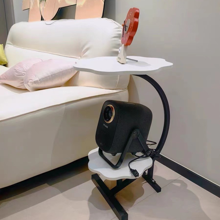 Sala de estar creativa, mesa de té de doble capa para el hogar, mesa lateral de sofá, mesa de balcón de encaje de estilo crema, estante pequeño, mesa lateral pequeña