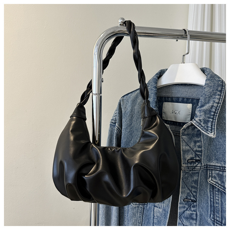 Cloud pleated single shoulder underarm bag with texture for women's 2024 new trendy internet celebrity handbag_senzul.com