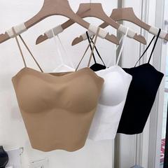 Ice Silk Beauty Back Camisole Women's Small Breast Revealing Big Thin Chest Pads Pure Desire Style Thin Anti-exposure Tube Bra Underwear