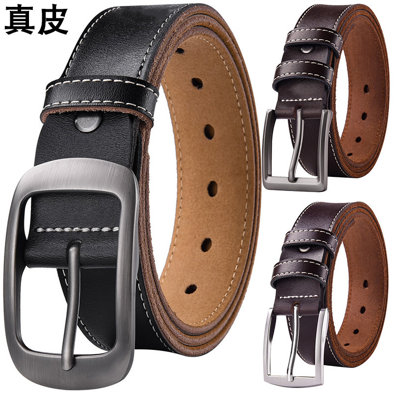 Men's Leather Belt with Pin Buckle, Genuine Leather Durable Vintage Belt, Extended Large Size, 3.5 Wide, Trendy Men's Leather Belt with Pin Buckle, Genuine Leather Durable Vintage Belt, Extended Large Size, 3.5 Wide, Trendy