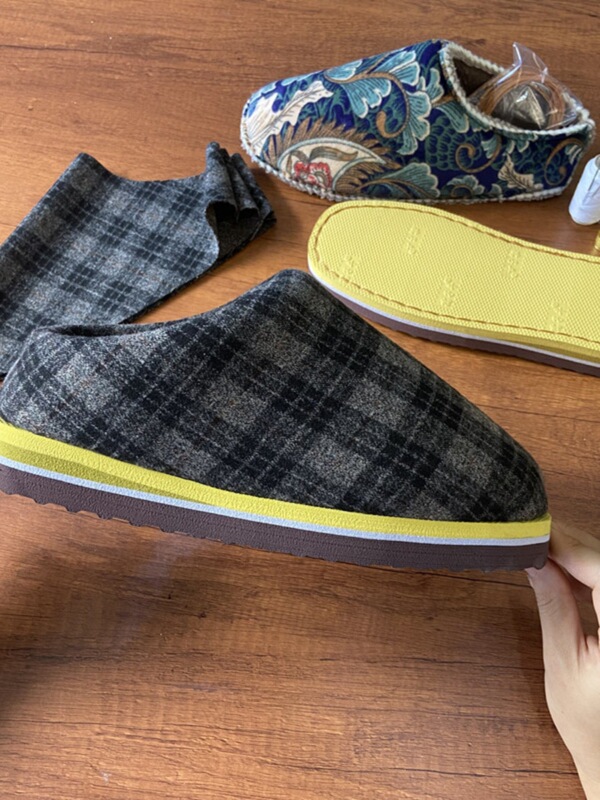 Ruziniu Handmade Cotton Slippers Semi-Finished DIY Material Package Full Set of Woolen Plaid Handmade Slippers