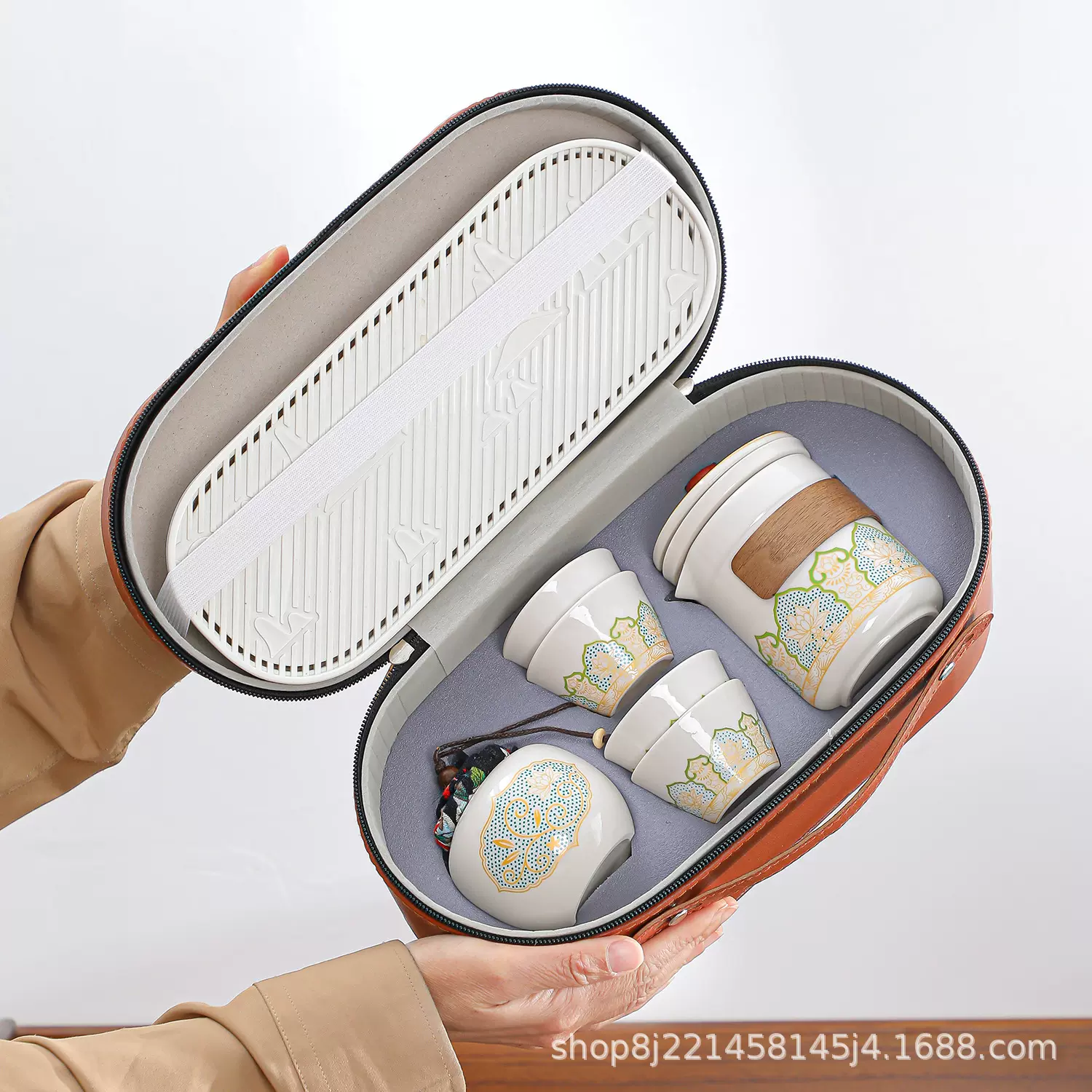 户外办公室陶瓷便携式旅行茶具套装一壶四杯快客杯泡茶创意礼品