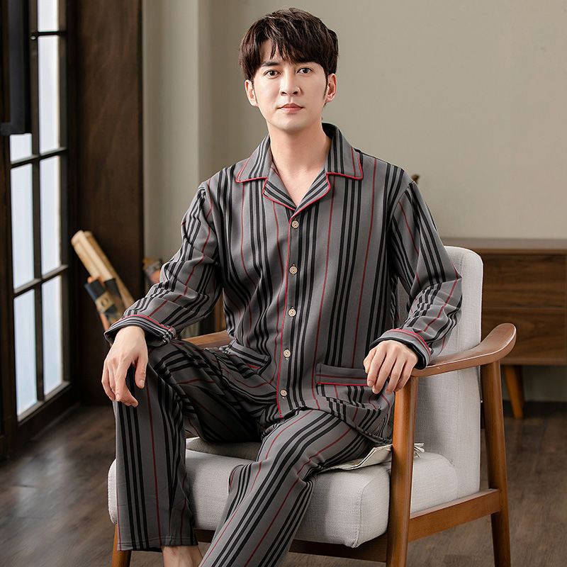 Otoño y invierno de algodón cardigan pantalones de manga larga pijama más tamaño suelto 200 jin ropa casera de ocio juvenil