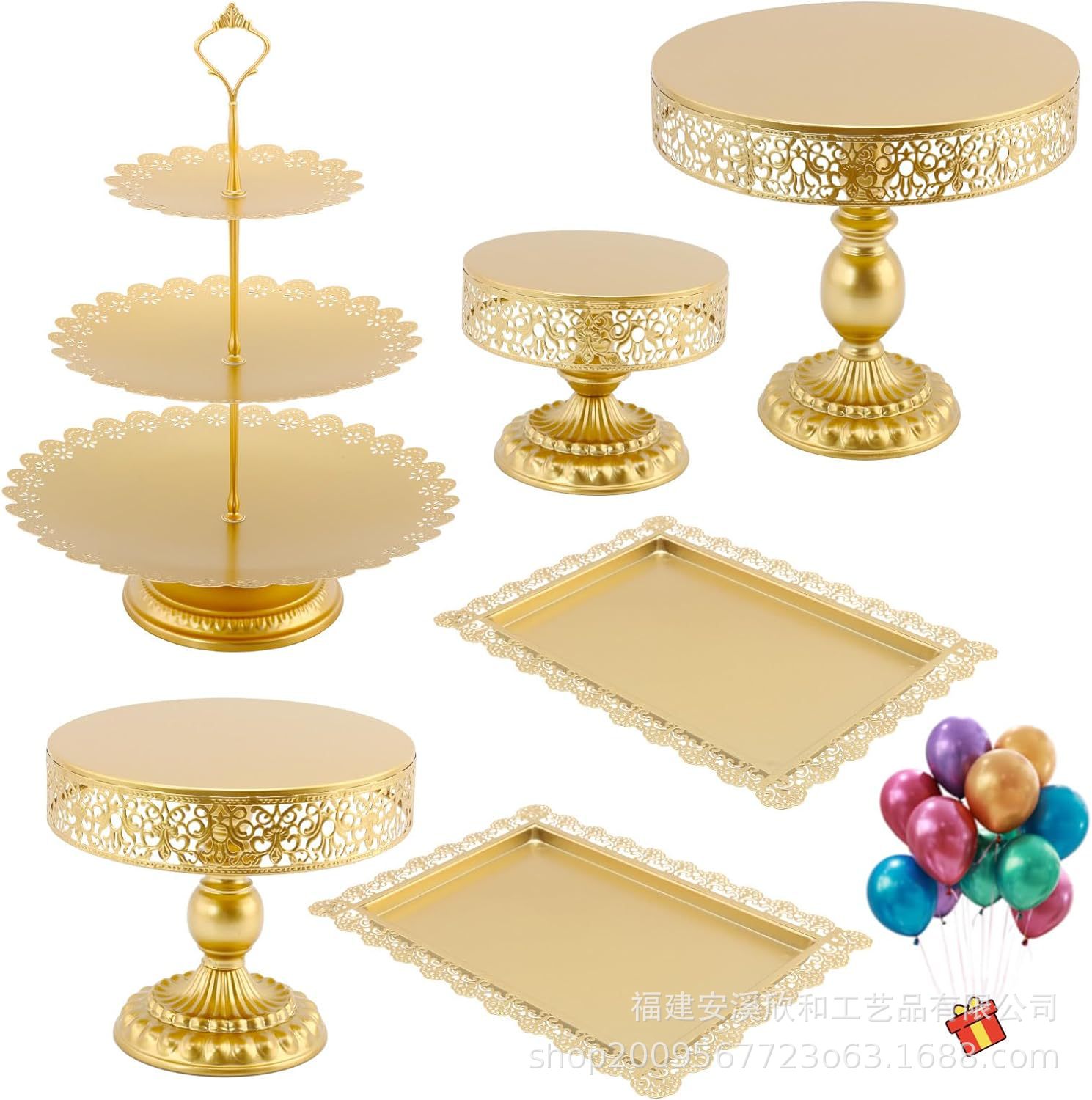 Postershop refrigerio estante de pasteles combinación de props de boda europeos creativos golden hueco estante de pasteles decoración de mesa de postres