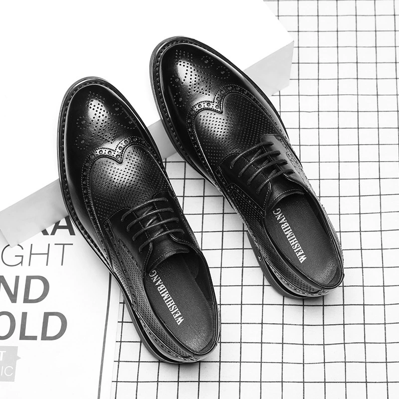 2023 летняя новая мужская обувь с верхним слоем из воловьей кожи, обувь из полой кожи, Мужская дышащая деловая повседневная мужская кожаная обувь