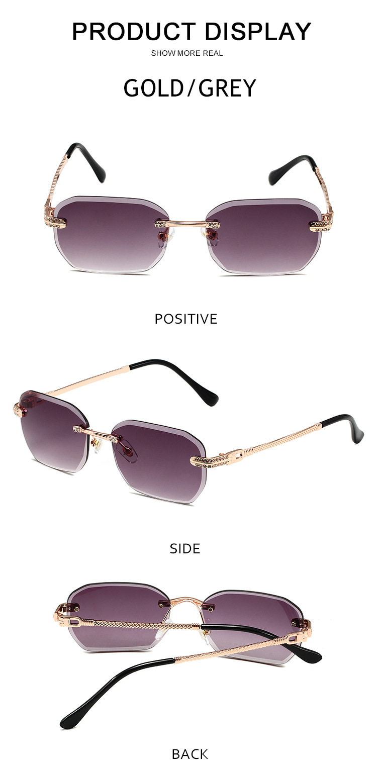 96g Weight Frameless Glasses Structure Sunglasses Classification PC, UV400 Protection Lens Material Square Glasses Style Outdoor Occasion Solid Color Pattern All Seasons Season Unisex Gender Simple Style, Classic Style Style Simple Style Classic Style Solid Color PC UV400 Protection Square Frameless Women's Sunglasses 8