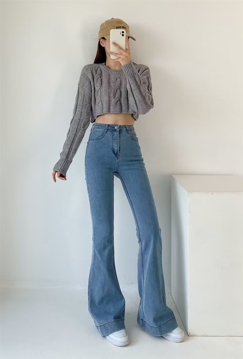 YPFF Trendy Women's Autumn New European And American Style Fashion Washed High-Waisted Slim-Fit Butt-Lifting Slight_ecoleips.com