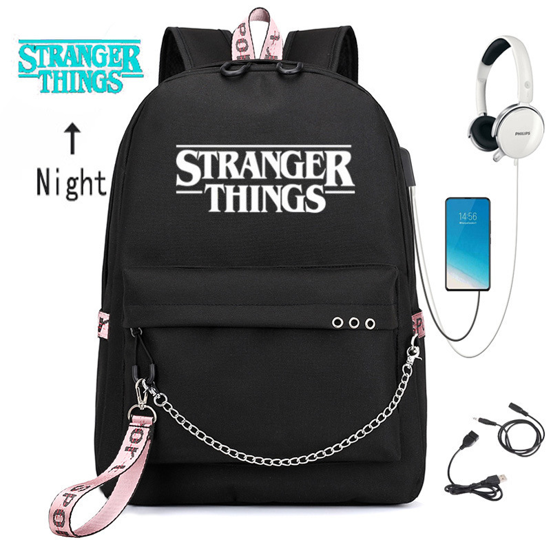 American Tv Series Stranger Things Backpack USB Charging Backpack Male and Female Student School Bag Export American Tv Series Stranger Things Backpack USB Charging Backpack Male and Female Student School Bag Export