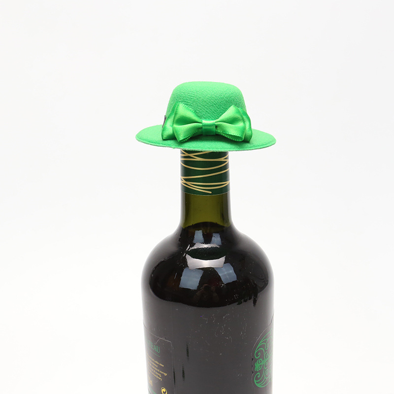 Zilin transfronteriza irlandés escena del partido diseño props St. Patrick botella de vino decoración verde tapa de la botella de vino