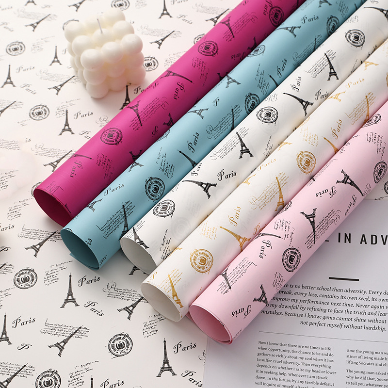 新款鲜花包装纸克丽奥纸巴黎小铁塔花店用品包装纸礼品包装纸批发