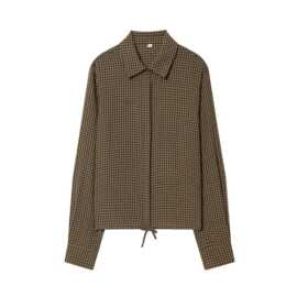 跨境欧美外贸女装2025年秋冬时尚欧美风时尚舒适格子翻领长袖衬女