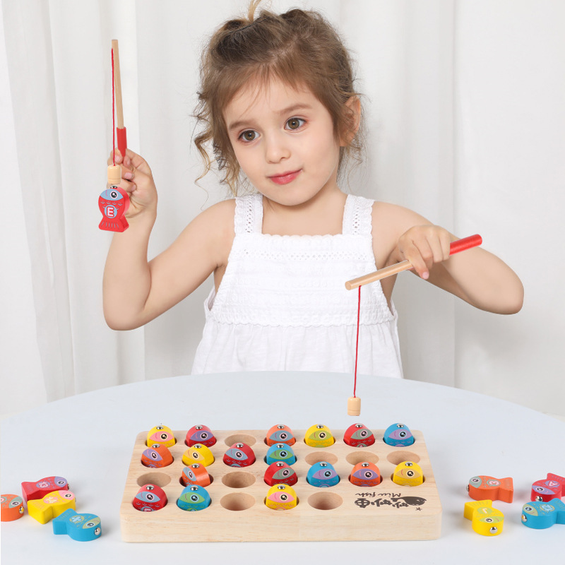 Juguetes de madera para niños, números magnéticos, letras, pesca maravillosa, educación temprana, juguetes educativos, juguetes de entrenamiento de movimiento de manos