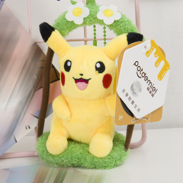 Colgante auténtico de pokemon, colgante de muñeco de Pikachu, juguete de peluche Eevee, mochila de pokemon, muñeco