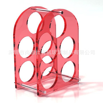 亚克力酒架惠州厂家生产加工创意透明彩色拆装迷你红酒储存架