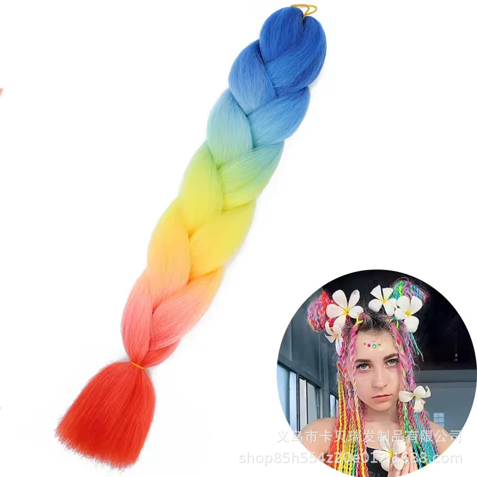 Xuchang pelucas al por mayor seda de alta temperatura teñido africano gran trenza jumbobraid fibra química colorida trenza sucia venta caliente