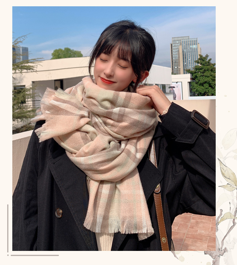 Short Beard Striped Scarf Korean Version Of The Double-sided Fashion Thickening Warm Long Shawl Student Bib display picture 45