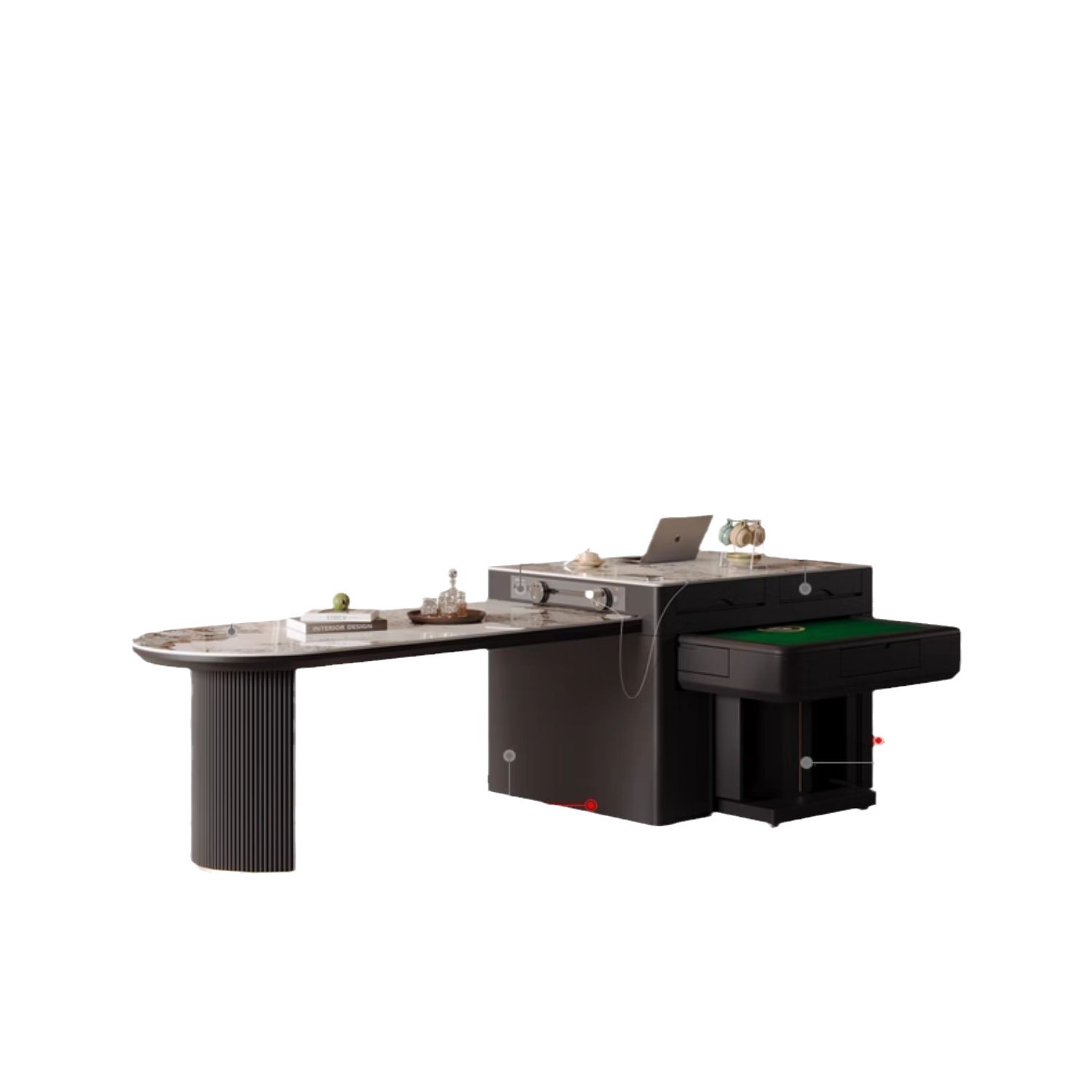 Mesa de mesa de mesa de mesa de mesa de isla integrada para uso doméstico, placa de roca retráctil, máquina de mahjong multifuncional, fuego a la parrilla, mesa de mahjong eléctrica, mesa de comedor de doble uso