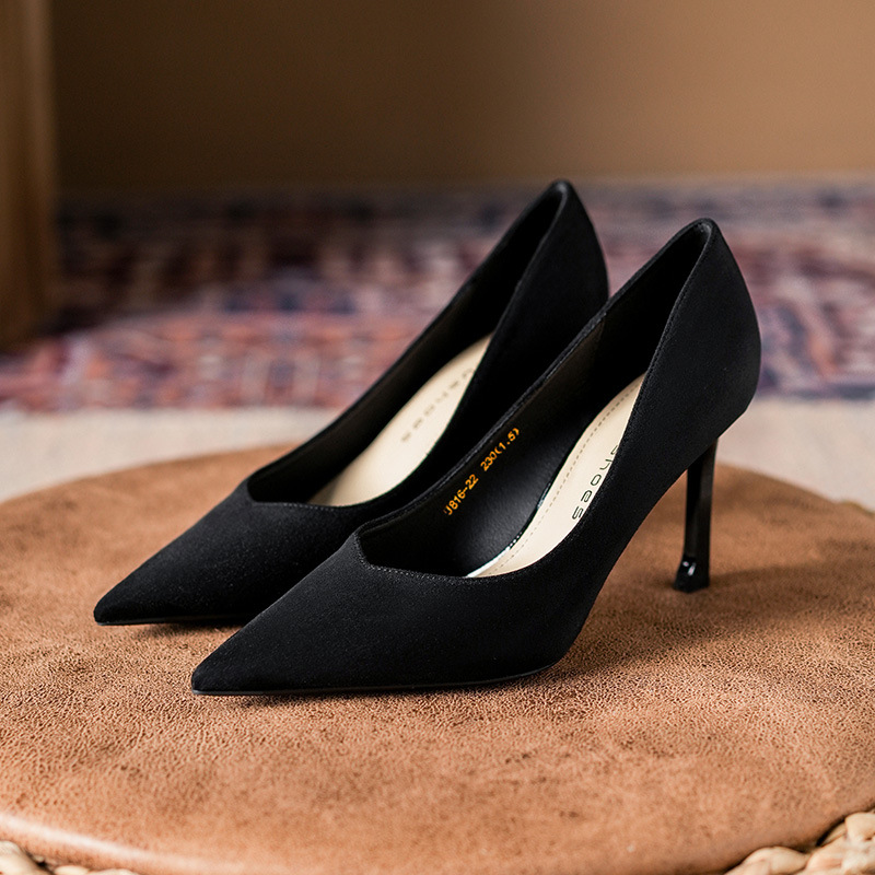 Black design exclusive elegant high heels stiletto heels, Collection Year 2023, trend of season, french style