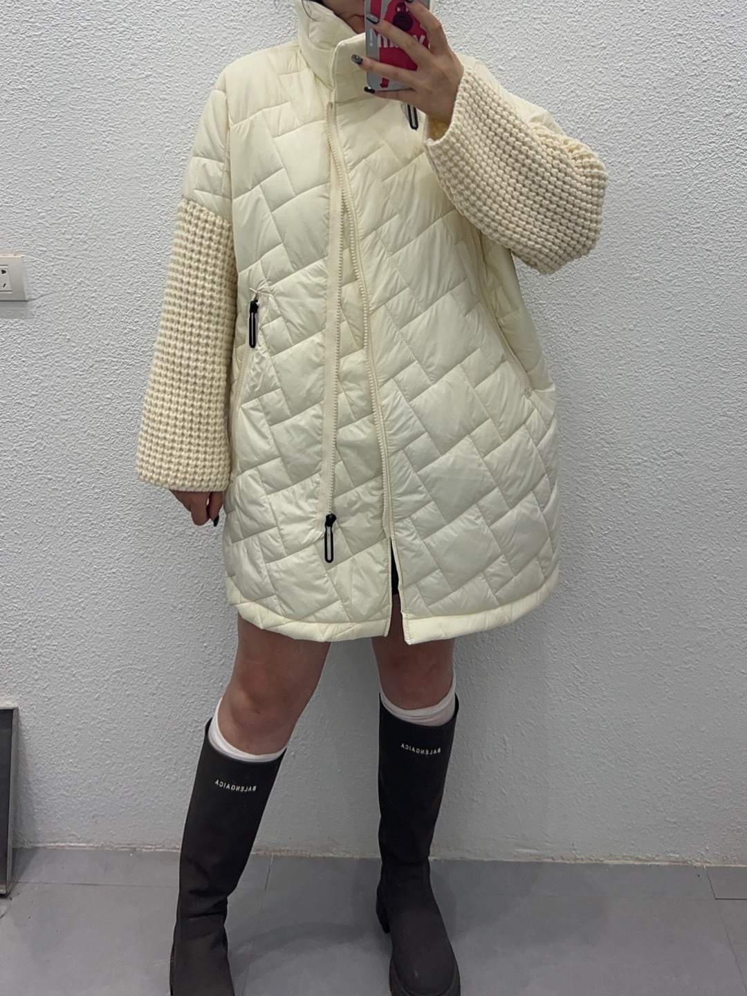 24 invierno Puyuan Europa de pie cuello largo medio ropa de algodón para mujeres 2024 otoño invierno de punto