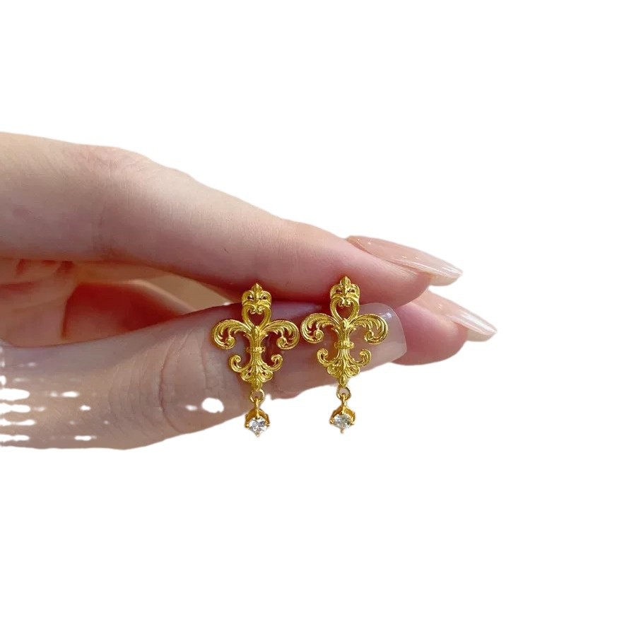 Vietnam Shajin Retro Iris Flower Earrings Women's Elegant Palace Style Iris Flower Fashion Elegant Earrings Factory Outlet_voghion.com