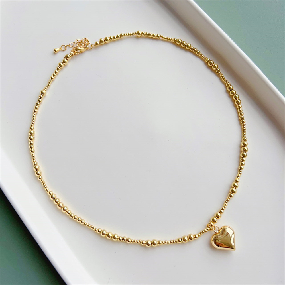 Pendant Necklace Classification 1 Piece Quantity Daily Occasion 1 Piece Fashion Heart Shape Copper Beaded Pendant Necklace